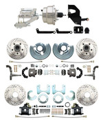 DBK6272834LX-MP-331 1962-72 Mopar B & E Body Front & Rear Disc Brake Conversion Kit w/ Drilled & Slotted Rotors ( Charger, Challenger, Coronet) w/ 8" Dual Chrome Booster Conversion Kit w/ Flat Top Chrome Master Cylinder & Left Mount Valve Kit