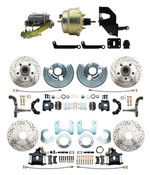 DBK6272834LXB-MP-207 1962-72 Mopar B&E Body  Front & Rear Disc Brake Conversion Kit w/ Drilled & Slotted Rotors & Powder Coated Black Calipers ( Charger, Challenger, Coronet) w/ 8" Dual Zinc Booster Conversion Kit w/ Left Mount Valve