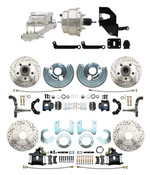 DBK6272834LXB-MP-330 1962-72 Mopar B E Body Front & Rear Disc Conversion w/ Drilled & Slotted Rotors & Powder Coated Black Calipers ( Charger, Challenger, Coronet) w/ 8" Dual Chrome Booster Conversion Kit w/ Flat Top Chrome Master Cylinder Kit