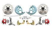 DBK6267LX-R  - 1962-1967 Chevy Nova X-Body Disc Brake Kit Drilled & Slotted Rotors & Powder Coated Red Calipers