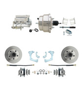 DBK6568-GMFS3-308  - 1965-1968 GM Full Size Front Disc Brake Kit (Impala, Bel Air, Biscayne) & 8" Dual Chrome Booster Conversion Kit w/ Flat Top Chrome Master Cylinder Bottom Mount Disc/ Drum Proportioning Valve Kit