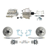 DBK6568-GMFS3-310  - 1965-1968 GM Full Size Front Disc Brake Kit (Impala, Bel Air, Biscayne) & 8" Dual Chrome Booster Conversion Kit w/ Chrome Master Cylinder Bottom Mount Disc/ Drum Proportioning Valve Kit