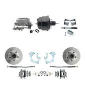 DBK6568-GMFS3-708  - 1965-1968 GM Full Size Front Disc Brake Kit (Impala, Bel Air, Biscayne) & 8" Dual Powder Coated Black Booster Conversion Kit w/ Aluminum Master Cylinder Bottom Mount Disc/ Drum Proportioning Valve Kit