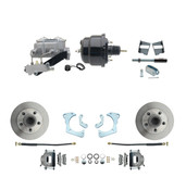 DBK6568-GMFS3-709  - 1965-1968 GM Full Size Front Disc Brake Kit (Impala, Bel Air, Biscayne) & 8" Dual Powder Coated Black Booster Conversion Kit w/ Aluminum Master Cylinder Left Mount Disc/ Drum Proportioning Valve Kit