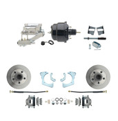 DBK6568-GMFS3-711  - 1965-1968 GM Full Size Front Disc Brake Kit (Impala, Bel Air, Biscayne) & 8" Dual Powder Coated Black Booster Conversion Kit w/ Chrome Flat Top Master Cylinder Left Mount Disc/ Drum Proportioning Valve Kit