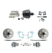 DBK6568-GMFS3-712  - 1965-1968 GM Full Size Front Disc Brake Kit (Impala, Bel Air, Biscayne) & 8" Dual Powder Coated Black Booster Conversion Kit w/ Chrome Master Cylinder Bottom Mount Disc/ Drum Proportioning Valve Kit