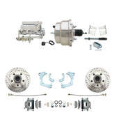 DBK6568LX-GMFS3-308  - 1965-1968 GM Full Size Disc Brake Kit Drilled/Slotted Rotors (Impala, Bel Air, Biscayne) & 8" Dual Chrome Booster Conversion Kit w/ Flat Top Chrome Master Cylinder Bottom Mount Disc/ Drum Proportioning Valve Kit