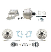 DBK6568LX-GMFS3-309  - 1965-1968 GM Full Size Disc Brake Kit Drilled/Slotted Rotors (Impala, Bel Air, Biscayne) & 8" Dual Chrome Booster Conversion Kit w/ Flat Top Chrome Master Cylinder Left Mount Disc/ Drum Proportioning Valve Kit