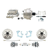 DBK6568LX-GMFS3-310  - 1965-1968 GM Full Size Disc Brake Kit Drilled/Slotted Rotors (Impala, Bel Air, Biscayne) & 8" Dual Chrome Booster Conversion Kit w/ Chrome Master Cylinder Bottom Mount Disc/ Drum Proportioning Valve Kit
