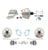 DBK6568LX-GMFS3-311  - 1965-1968 GM Full Size Disc Brake Kit Drilled/Slotted Rotors (Impala, Bel Air, Biscayne) & 8" Dual Chrome Booster Conversion Kit w/ Chrome Master Cylinder Left Mount Disc/ Drum Proportioning Valve Kit