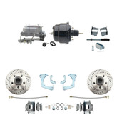 DBK6568LX-GMFS3-708  - 1965-1968 GM Full Size Disc Brake Kit Drilled/Slotted Rotors (Impala, Bel Air, Biscayne) & 8" Dual Powder Coated Black Booster Conversion Kit w/ Aluminum Master Cylinder Bottom Mount Disc/ Drum Proportioning Valve Kit