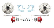 DBK6568LX-R  - 1965-1968 Full Size Chevy Complete Disc Brake Conversion Kit w/ Powder Coated Red Calipers & Drilled/ Slotted Rotors