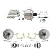 DBK5964-GMFS2-308  - 1959-1964 GM Full Size Front Disc Brake Kit (Impala, Bel Air, Biscayne) & 8" Dual Chrome Booster Conversion Kit w/ Flat Top Chrome Master Cylinder Bottom Mount Disc/ Drum Proportioning Valve Kit