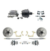 DBK5964-GMFS2-708  - 1959-1964 GM Full Size Front Disc Brake Kit (Impala, Bel Air, Biscayne) & 8" Dual Powder Coated Black Booster Conversion Kit w/ Aluminum Master Cylinder Bottom Mount Disc/ Drum Proportioning Valve Kit