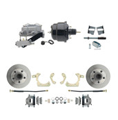 DBK5964-GMFS2-709  - 1959-1964 GM Full Size Front Disc Brake Kit (Impala, Bel Air, Biscayne) & 8" Dual Powder Coated Black Booster Conversion Kit w/ Aluminum Master Cylinder Left Mount Disc/ Drum Proportioning Valve Kit