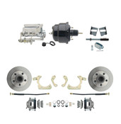 DBK5964-GMFS2-710  - 1959-1964 GM Full Size Front Disc Brake Kit (Impala, Bel Air, Biscayne) & 8" Dual Powder Coated Black Booster Conversion Kit w/ Chrome Flat Top Master Cylinder Bottom Mount Disc/ Drum Proportioning Valve Kit