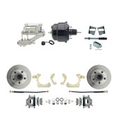 DBK5964-GMFS2-711  - 1959-1964 GM Full Size Front Disc Brake Kit (Impala, Bel Air, Biscayne) & 8" Dual Powder Coated Black Booster Conversion Kit w/ Chrome Flat Top Master Cylinder Left Mount Disc/ Drum Proportioning Valve Kit