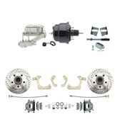 DBK5964-GMFS2-713  - 1959-1964 GM Full Size Front Disc Brake Kit (Impala, Bel Air, Biscayne) & 8" Dual Powder Coated Black Booster Conversion Kit w/ Chrome Master Cylinder Left Mount Disc/ Drum Proportioning Valve Kit
