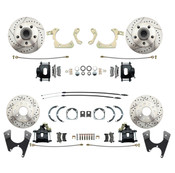 DBK59641012FSLXB  - 1959-1964 Full Size Chevy Complete Front & Rear Disc Brake Conversion Kit w/ Powder Coated Black Calipers & Drilled/ Slotted Rotors