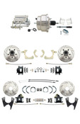 DBK59641012FSLXB-GMFS2-328  - 1959-1964 GM Full Size Front & Rear Power Disc Brake Kit Black Powder Coated Calipers Drilled/Slotted Rotors (Impala, Bel Air, Biscayne) & 8" Dual Chrome Booster Conversion Kit w/ Flat Top Chrome Master Cylinder Bottom M
