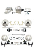 DBK59641012FSLXB-GMFS2-329  - 1959-1964 GM Full Size Front & Rear Power Disc Brake Kit Black Powder Coated Calipers Drilled/Slotted Rotors (Impala, Bel Air, Biscayne) & 8" Dual Chrome Booster Conversion Kit w/ Flat Top Chrome Master Cylinder Left Mou