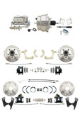 DBK59641012FSLXB-GMFS2-330  - 1959-1964 GM Full Size Front & Rear Power Disc Brake Kit Black Powder Coated Calipers Drilled/Slotted Rotors (Impala, Bel Air, Biscayne) & 8" Dual Chrome Booster Conversion Kit w/ Chrome Master Cylinder Bottom Mount Disc