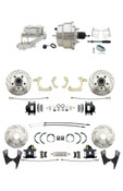 DBK59641012FSLXB-GMFS2-331  - 1959-1964 GM Full Size Front & Rear Power Disc Brake Kit Black Powder Coated Calipers Drilled/Slotted Rotors (Impala, Bel Air, Biscayne) & 8" Dual Chrome Booster Conversion Kit w/ Chrome Master Cylinder Left Mount Disc/
