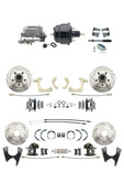 DBK59641012FSLX-GMFS2-722  - 1959-1964 GM Full Size Disc Brake Kit Drilled/Slotted Rotors (Impala, Bel Air, Biscayne) & 8" Dual Powder Coated Black Booster Conversion Kit w/ Aluminum Master Cylinder Bottom Mount Disc/ Drum Proportioning Valve Kit