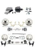 DBK59641012FSLX-GMFS2-723  - 1959-1964 GM Full Size Disc Brake Kit Drilled/Slotted Rotors (Impala, Bel Air, Biscayne) & 8" Dual Powder Coated Black Booster Conversion Kit w/ Aluminum Master Cylinder Left Mount Disc/ Drum Proportioning Valve Kit