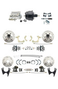 DBK59641012FSLX-GMFS2-724  - 1959-1964 GM Full Size Disc Brake Kit Drilled/Slotted Rotors (Impala, Bel Air, Biscayne) & 8" Dual Powder Coated Black Booster Conversion Kit w/ Chrome Flat Top Master Cylinder Bottom Mount Disc/ Drum Proportioning Valve