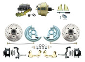 DBK6472LXB-GM-207  - 1964-1972 GM A Body Front Power Disc Brake Conversion Kit Drilled & Slotted & Powder Coated Black Calipers Rotors w/ 8"Dual Zinc Booster Kit
