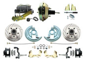 DBK6769LXB-GM-209  - 1967-1969 F Body 1968-1974 X Body Front Power Disc Brake Conversion Kit Drilled & Slotted & Powder Coated Black Calipers Rotors w/9" Dual Zinc Booster Kit