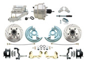 DBK6769LXB-GM-309  - 1967-1969 F Body 1968-1974 X Body Front Power Disc Brake Conversion Kit Drilled & Slotted & Powder Coated Black Calipers Rotors w/8" Dual Chrome Flat Top Booster Kit