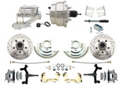 DBK6769DLX-GM-311  - 1967-1969 F Body 1968-1974 X Body Front Power 2" Drop Disc Brake Conversion Kit Drilled & Slotted Rotors w/ 8"Dual Zinc Booster Kit