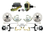 DBK6769DLXB-GM-209  - 1967-1969 F Body 1968-1974 X Body Front Power 2" Drop Disc Brake Conversion Kit Drilled & Slotted & Powder Coated Black Calipers Rotors w/9" Dual Zinc Booster Kit