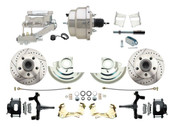 DBK6769DLXB-GM-309  - 1967-1969 F Body 1968-1974 X Body Front Power 2" Drop Disc Brake Conversion Kit Drilled & Slotted & Powder Coated Black Calipers Rotors w/8" Dual Chrome Flat Top Booster Kit