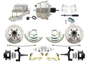 DBK6769DLXB-GM-311  - 1967-1969 F Body 1968-1974 X Body Front Power 2" Drop Disc Brake Conversion Kit Drilled & Slotted & Powder Coated Black Calipers Rotors w/ 8" Dual Chrome Booster Kit