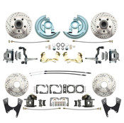 DBK64721012LX  - 1964-1972 GM A Body (Chevelle, GTO, Cutlass) Stock Height Front & Rear Disc Brake Kit w/ Drilled & Slotted Rotors