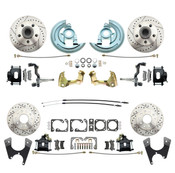 DBK64721012LX-B  - 1964-1972 GM A Body (Chevelle, GTO, Cutlass) Stock Height Front & Rear Disc Brake Kit w/ Drilled & Slotted Rotors Black Calipers