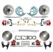 DBK64721012-R  - 1964-1972 GM A Body (Chevelle, GTO, Cutlass) Stock Height Front & Rear Disc Brake Kit Red Calipers