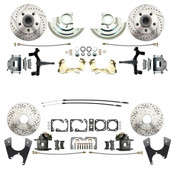 DBK6472D1012LX  - 1964-1972 GM A Body (Chevelle, GTO, Cutlass) 2" Drop Front & Rear Disc Brake Kit w/ Drilled & Slotted Rotors