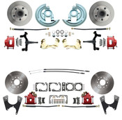 DBK6472D1012-R  - 1964-1972 GM A Body (Chevelle, GTO, Cutlass) 2" Drop Front & Rear Disc Brake Kit Red Calipers