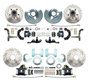 DBK6272834A-45LXB - 1962-1972 Mopar A Body Front & Rear Large Bolt Pattern Disc Brake Conversion Kit w Powder Coated Black Calipers/ Drilled & Slotted Rotors