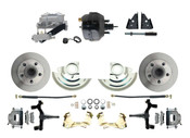 DBK6472D-GM-715  - 1964-1972 GM A Body Front Power 2" Drop Disc Brake Conversion Kit Standard Rotors 9" Dual Powder Coated Black Booster Kit