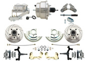 DBK6472DLX-GM-311  - 1964-1972 GM A Body Front Power 2" Drop Disc Brake Conversion Kit Drilled & Slotted Rotors w/ 8" 8" Dual Chrome Booster Kit