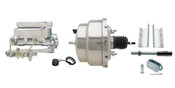 GMFS1-328-  1955-1958 GM Full Size (Impala, Bel Air) 8" Dual Chrome Booster Conversion Kit w/ Flat Top Chrome Master Cylinder Bottom Mount Disc/ Disc Proportioning Valve Kit