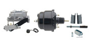 GMFS1-723-  1955-1958 GM Full Size (Impala, Bel Air) 8" Dual Powder Coated Black Booster Conversion Kit w/ Aluminum Master Cylinder Left Mount Disc/ Disc Proportioning Valve Kit