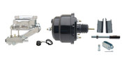 GMFS1-725-  1955-1958 GM Full Size (Impala, Bel Air) 8" Dual Powder Coated Black Booster Conversion Kit w/ Chrome Flat Top Master Cylinder Left Mount Disc/ Disc Proportioning Valve Kit
