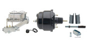 GMFS1-727-  1955-1958 GM Full Size (Impala, Bel Air) 8" Dual Powder Coated Black Booster Conversion Kit w/ Chrome Master Cylinder Left Mount Disc/ Disc Proportioning Valve Kit