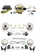 DBK55581012FSLXB-GMFS1-211  - 1955-1958 GM Full Size Front & Rear Power Disc Brake Kit Black Powder Coated Calipers Drilled/Slotted Rotors (Impala, Bel Air, Biscayne) & 8" Dual Zinc Booster Conversion Kit w/ Cast Iron Master Cylinder Left Mount Disc/